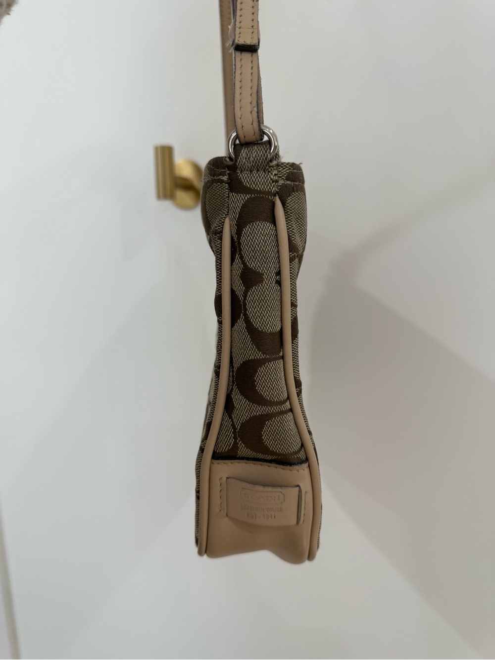 Coach Monogram Shoulder Bag in Brown and Tan - Picture 3 of 9